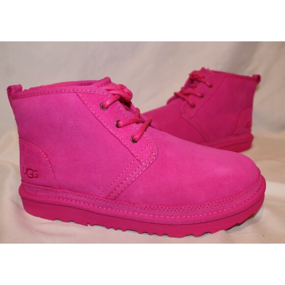 UGG YOUTH 6 WOMEN'S 7.5-8 NEUMEL CHUKKA SUEDE SHEARLING BOOTS PINK NIB - Picture 1 of 8